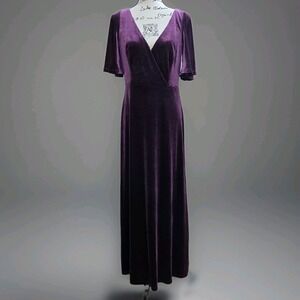 Ever Pretty Purple Victorian Velvet Maxi Dress XL Fairy Gown V Neck‎ Y2K Grunge